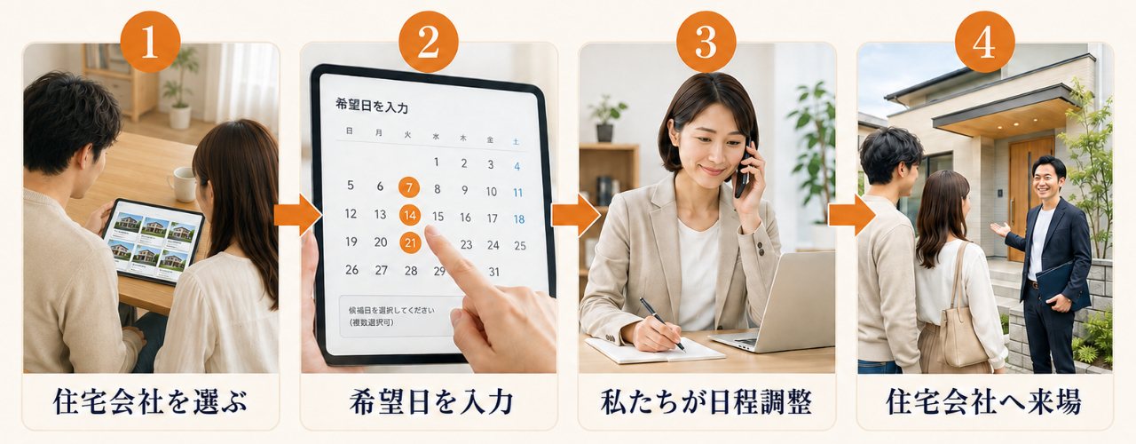 来場予約の依頼の流れ